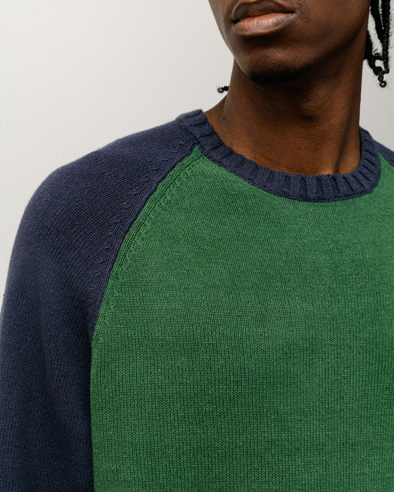 COLORBLOCKED RAGLAN KNIT CREW